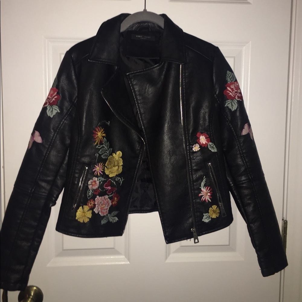 black leather jacket